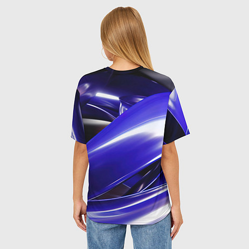 Женская футболка оверсайз Blue black abstract / 3D-принт – фото 4