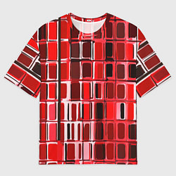 Женская футболка оверсайз Красные прямоугольники