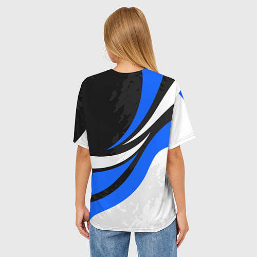 Женская футболка оверсайз BMW - синяя абстракция / 3D-принт – фото 4