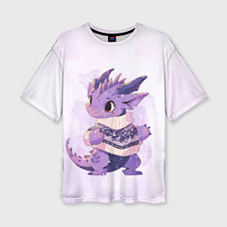 Женская футболка оверсайз Милый фиолетовый дракон