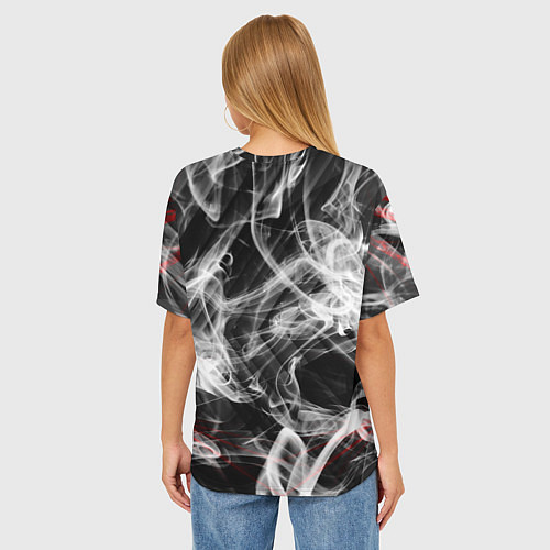 Женская футболка оверсайз Серый дым узоры / 3D-принт – фото 4