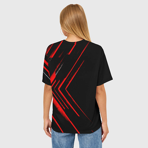 Женская футболка оверсайз Красные стрелки / 3D-принт – фото 4