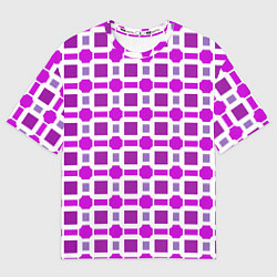 Женская футболка оверсайз Фиолетовые кирпичики и белые полосы