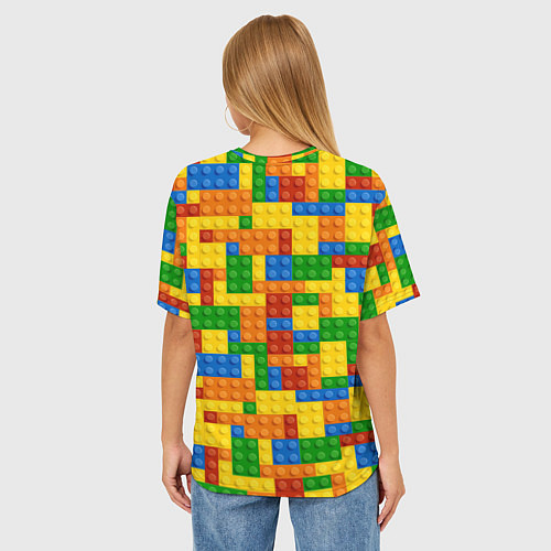 Женская футболка оверсайз Лего - разноцветная стена / 3D-принт – фото 4