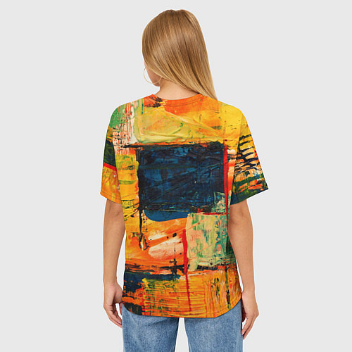 Женская футболка оверсайз Арт стиль красками / 3D-принт – фото 4