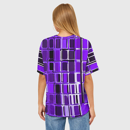 Женская футболка оверсайз Фиолетовые прямоугольники / 3D-принт – фото 4