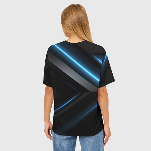 Женская футболка оверсайз Разрыв реальности синего и черного / 3D-принт – фото 4