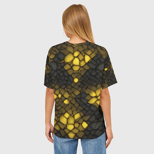 Женская футболка оверсайз Жёлтый трескающийся камень / 3D-принт – фото 4