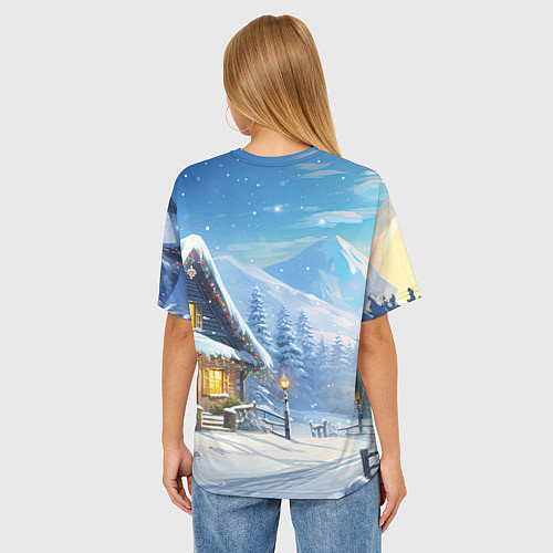 Женская футболка оверсайз Миниатюрный представитель зимы / 3D-принт – фото 4