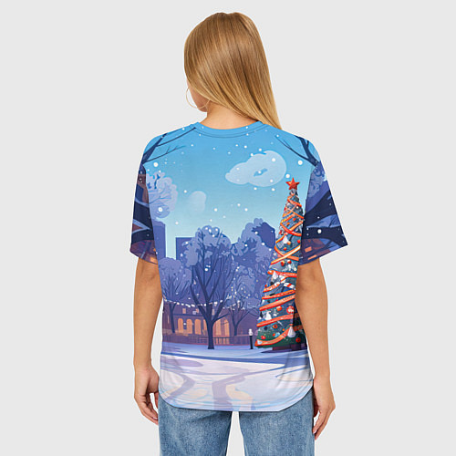 Женская футболка оверсайз Маленький дракон зимнего чуда / 3D-принт – фото 4