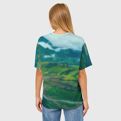 Женская футболка оверсайз Аль-Хайтам на фоне природы / 3D-принт – фото 4