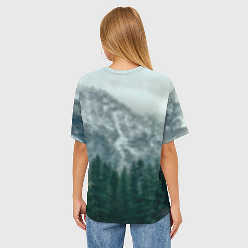 Женская футболка оверсайз Бай Чжу на фоне природы / 3D-принт – фото 4