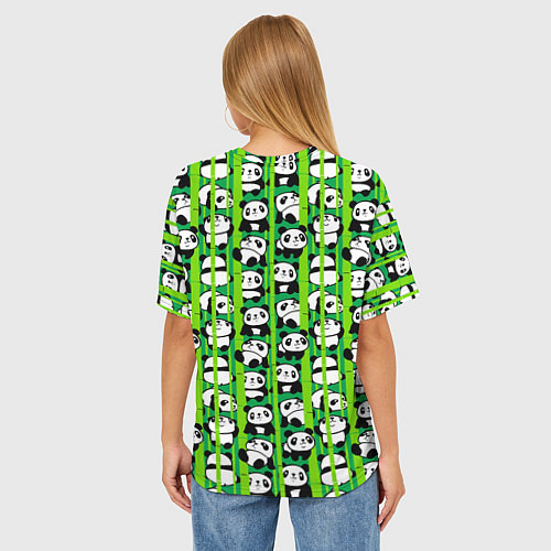 Женская футболка оверсайз Мишки панда мультяшные / 3D-принт – фото 4