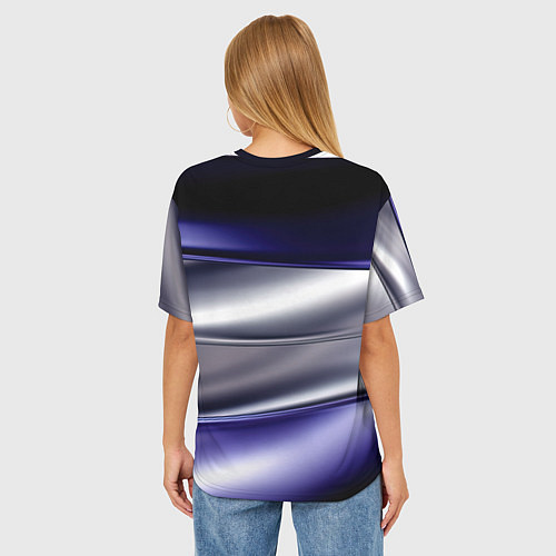 Женская футболка оверсайз Белая абстракция на фиолетовом / 3D-принт – фото 4