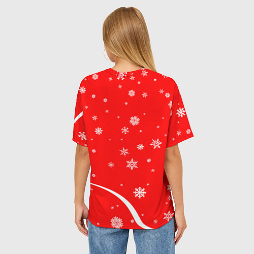 Женская футболка оверсайз Christmas deer / 3D-принт – фото 4