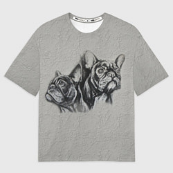 Женская футболка оверсайз Французские бульдоги пара