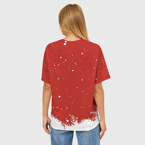 Женская футболка оверсайз Встречайте 2024 год зеленого дракона / 3D-принт – фото 4