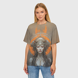 Футболка оверсайз женская Девушка в футуристичном шлеме, цвет: 3D-принт — фото 2