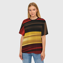 Футболка оверсайз женская Черный красный желтый цвет абстракции, цвет: 3D-принт — фото 2