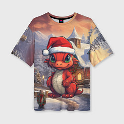 Футболка оверсайз женская Дракоша 2024 новогодний символ года, цвет: 3D-принт