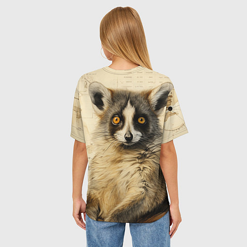 Женская футболка оверсайз Лемур в стиле диаграмм Давинчи / 3D-принт – фото 4