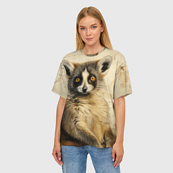 Футболка оверсайз женская Лемур в стиле диаграмм Давинчи, цвет: 3D-принт — фото 2