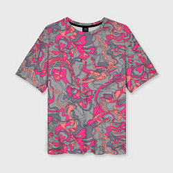 Женская футболка оверсайз Розовый серый сон