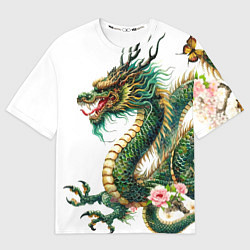 Женская футболка оверсайз Японский дракон - ирезуми искусство