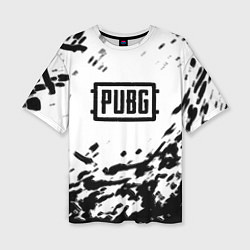 Женская футболка оверсайз PUBG black color splash game
