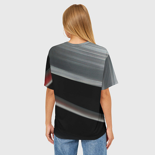 Женская футболка оверсайз Black grey abstract / 3D-принт – фото 4