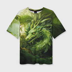 Футболка оверсайз женская Зеленый травяной дракон, цвет: 3D-принт