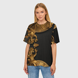 Футболка оверсайз женская Золотые объемные узоры, цвет: 3D-принт — фото 2