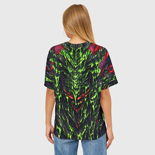 Женская футболка оверсайз Green and red slime / 3D-принт – фото 4