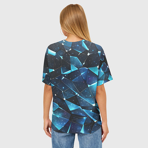 Женская футболка оверсайз Синее разбитое стекло / 3D-принт – фото 4