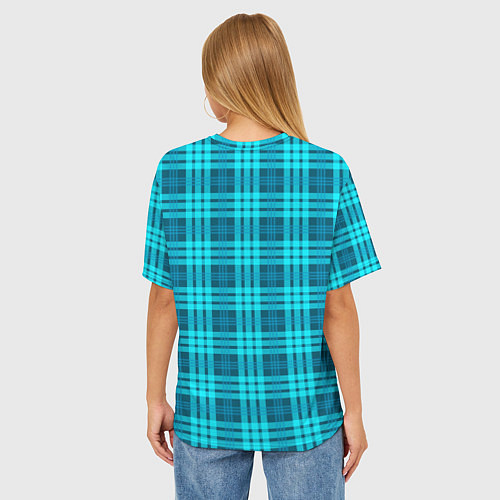 Женская футболка оверсайз Шотландский неоновый голубой / 3D-принт – фото 4