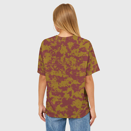 Женская футболка оверсайз Бордово-горчичные пятна / 3D-принт – фото 4