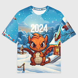 Футболка оверсайз женская Угрюмый забавный дракон, цвет: 3D-принт