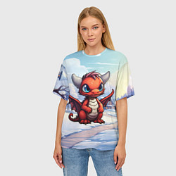 Футболка оверсайз женская Милый дракон 2024 года, цвет: 3D-принт — фото 2