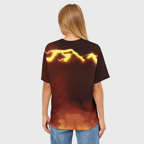 Женская футболка оверсайз Doom storm огненное лого / 3D-принт – фото 4