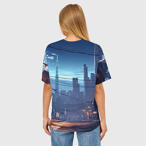 Женская футболка оверсайз GTA 6 ночной город / 3D-принт – фото 4