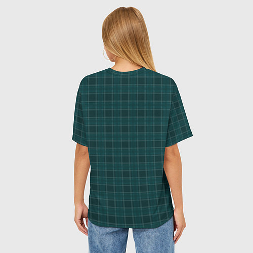 Женская футболка оверсайз Серьёзный зелёный в клетку / 3D-принт – фото 4