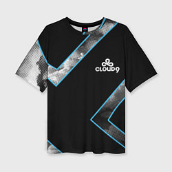 Женская футболка оверсайз Cloud9 - Форма команды,чёрные облака 2024