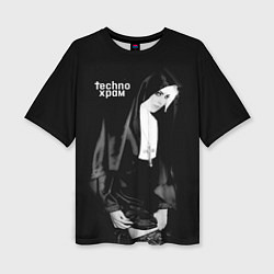 Футболка оверсайз женская Techno храм соблазнительная монашка, цвет: 3D-принт