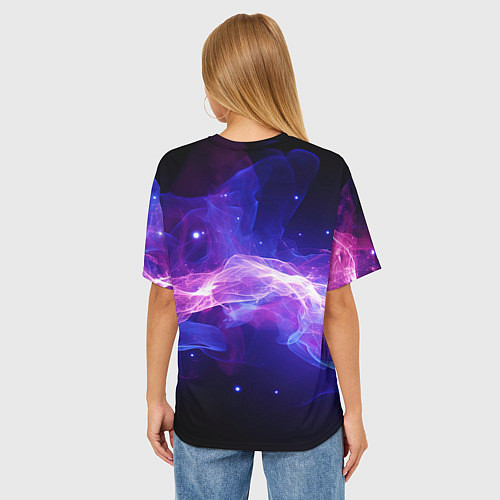 Женская футболка оверсайз Фиолетовый туман в движении / 3D-принт – фото 4