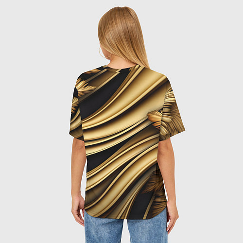 Женская футболка оверсайз Золотая объемная абстракция / 3D-принт – фото 4