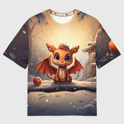 Футболка оверсайз женская Тайный повелитель елок дракон, цвет: 3D-принт