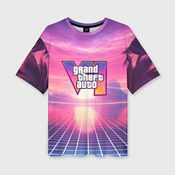 Футболка оверсайз женская GTA 6 Vaporwave, цвет: 3D-принт