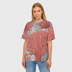 Футболка оверсайз женская Красные и белые кораллы, цвет: 3D-принт — фото 2