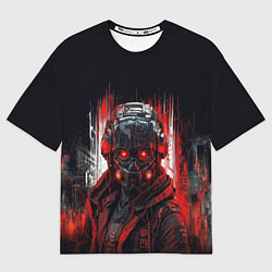 Женская футболка оверсайз Андроид штурмовик