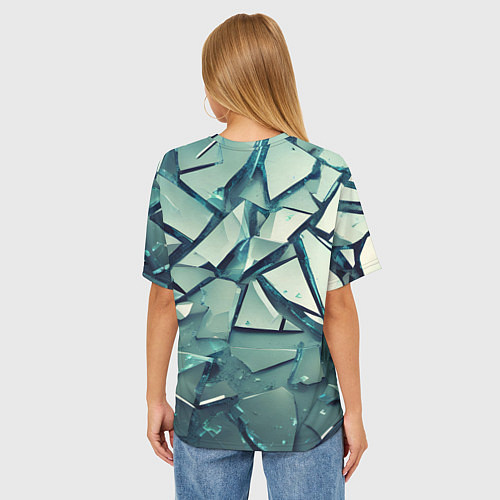 Женская футболка оверсайз Битое стекло текстура / 3D-принт – фото 4